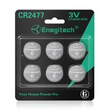 Enegitech CR2477 Lithium Button Battery Coin 2477 3V Cell    for 6pack