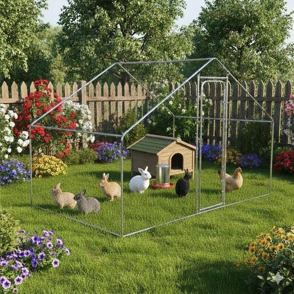 Freilaufgehege Freigehege HüHnerstall 3X6 M Gehege HüHnerkäFig Stall-image