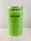 Vintage Jeannette Jadeite Uranium Glass Sugar Canister 7.75"