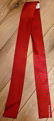 Club 7 Echo 100% Silk Scarf Red Print Long Rectangle 2.5'' x 45''