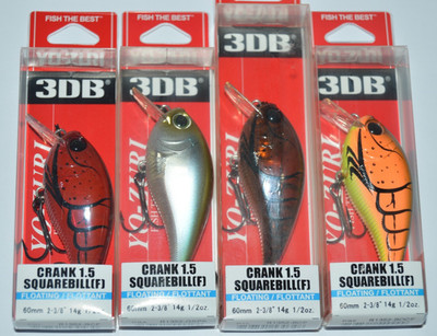 4 lures yo zuri 3db crank 1.5 squarebill shallow 2 3/8'' 1/2oz r1352 assortment
