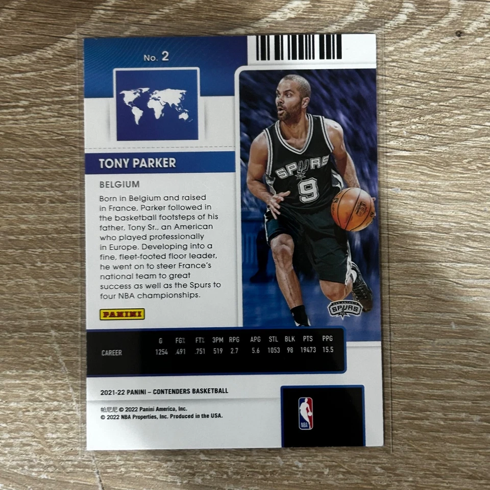 2021-22 Panini Contenders - International Ticket Tony Parker #2 Spurs - Image 2 of 2