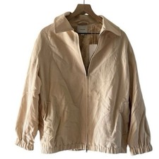 Vince Linen Blend Bomber Jacket Large Birch Beige NEW Chore Jacket Minimalist