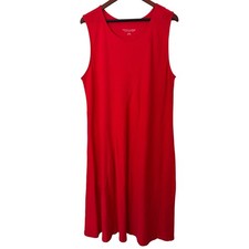 Soft Surroundings Red Pima Cotton Sleeveless Midi Dress Womens XL