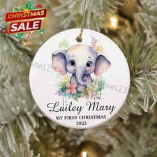 Baby's First Christmas Ornament Gift,Custom Elephant Baby Christmas Gift for ...