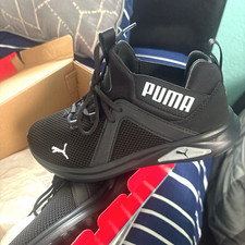 PUMA Black Mid Top Mesh Lace-Up Athletic Snea...