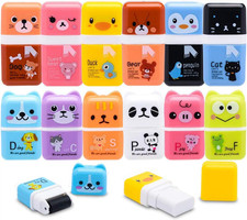 Sooez 12 Pack Pencil Erasers, Cute Erasers Pencil Eraser with Clean up Roller