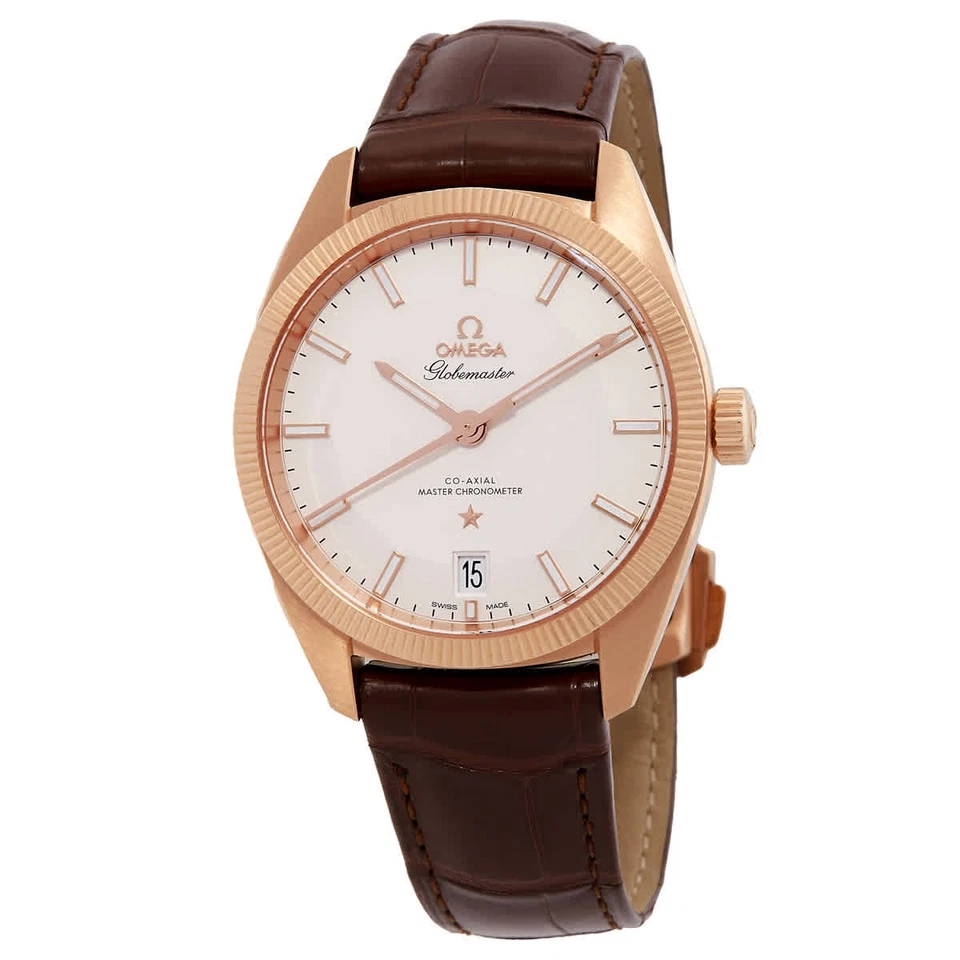 Omega Constellation Globemaster Cronómetro Automático Esfera Plateada Cuero para Hombre