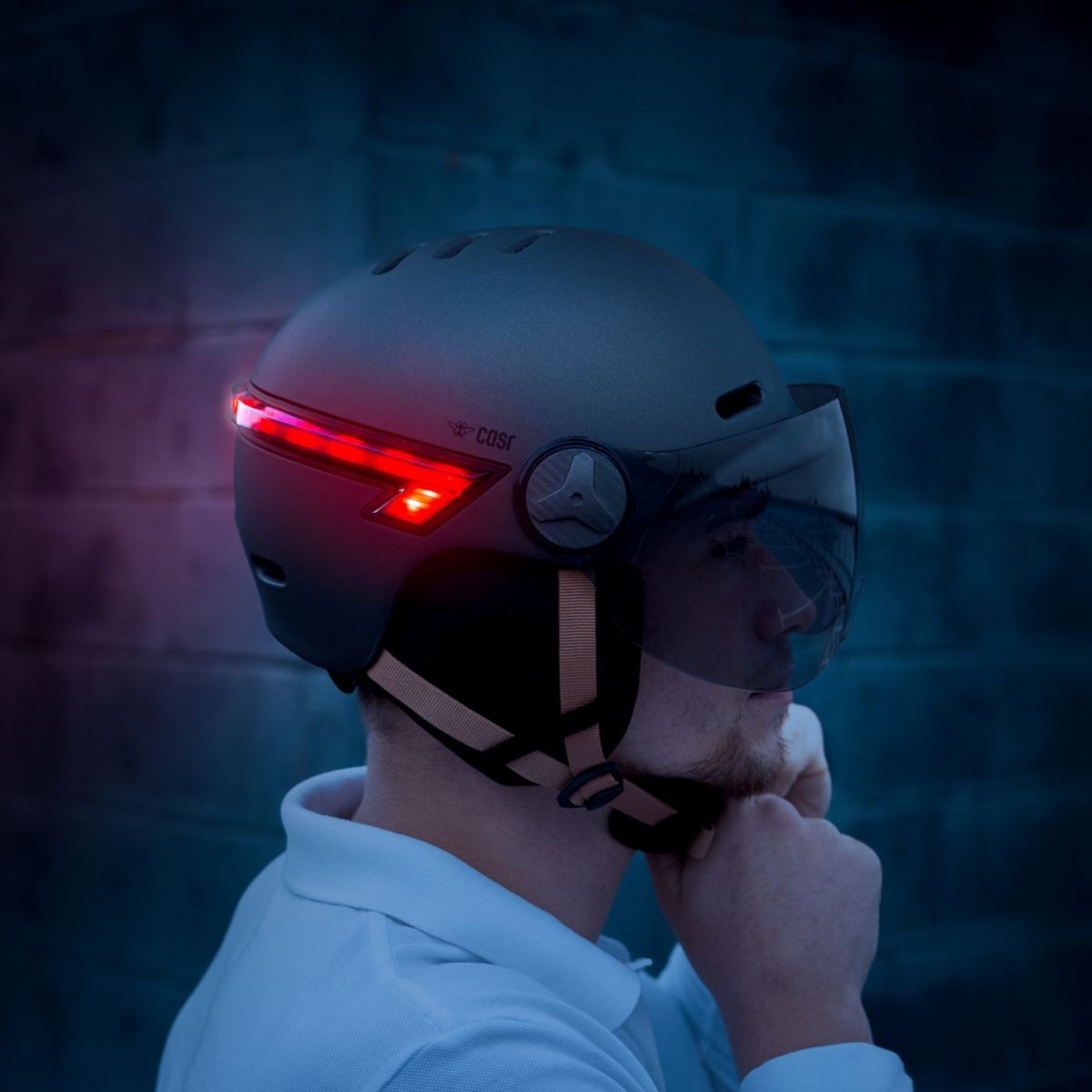Casque CASR Led Glow gris taille L en polycarbonate et finitions mat