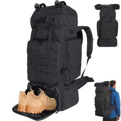 Vaupan 70L Wanderrucksack für Herren Damen Campingtasche mit Schuh L, schwarz 