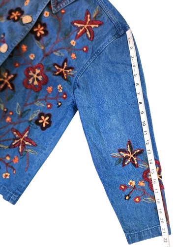 Vintage 90’s New Direction Boho Artsy Floral Embroidered Denim Jacket Women’s S - Bild 17 von 19