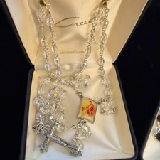 CREED Clear Crystal Girl's First Communion Rosary New In Box NIB