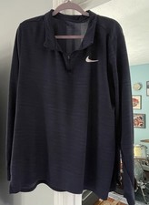 Nike Mens 2XL Navy Blue Lightweight Dri Fit 1/4 Zip Pullover Polo shirt 