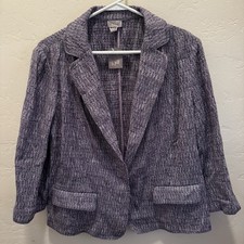 J. Jill Marbled Blue 3/4-Sleeve One-Snap Blazer Women  s Size 14 Business NWT
