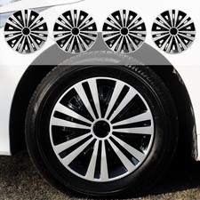 14 inch Black Wheel Covers Set of 4 Plastic Hubcaps for Iron Rim Replacement