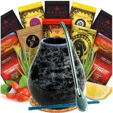 Mate Tee Set - Yerba Mate Green 500g + 100g Matero Bombilla 12x50g I Geschenkset