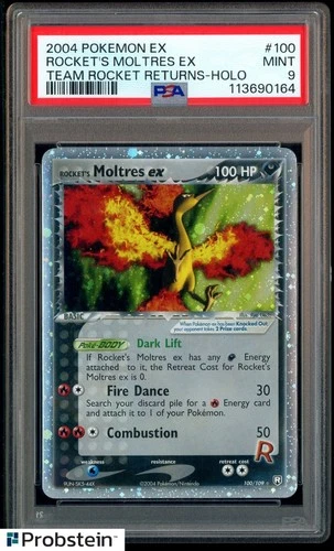 2004 Pokemon Ex Team Rocket Returns Holo #100 Rocket's Moltres Ex PSA 9 MINT