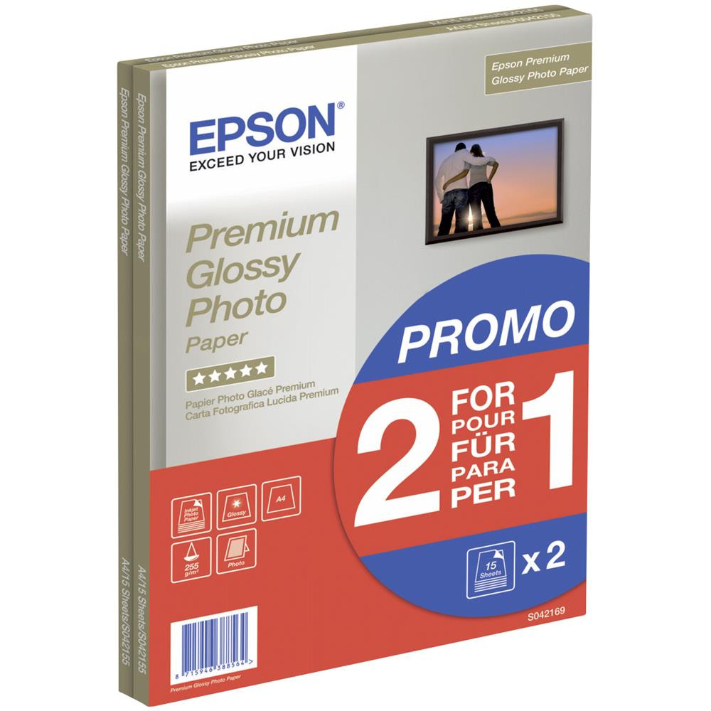 Фотобумага EPSON premium глянцевая A4 255 гквм 30 блатт C13S042169 3090₽