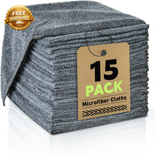 Microfiber Cleaning Cloths Bulk 15 Pack Gray Microfiber Towels for Cars Ultra
