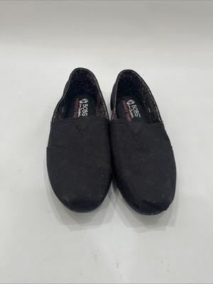 BOBS Skecher Women's Size 9.5 Peace & Love black canvas Flats #33645  memoryfoam