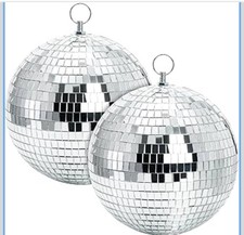 Suwimut 2 Pack Mirror Disco Ball, 18 Cm / 7 Inch Cool and Fun Large Silver Hangi