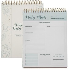 Spiral Daily Planner Agenda Notepad -100 Undated Tear-Off Sheets -Desk Notepa...