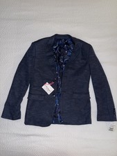 NWT Isaac Mizrahi Boys 12 Plaid Blazer Jacket Navy Blue