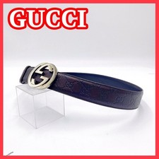 GUCCI buckle belt GG Logo hardware Authentic Made in Italy Brown Leather Men's