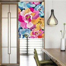 Japanese Noren Print Door Curtain Door Opener Room Divider Decor Ukiyoe Flower Wave