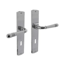 Chrom glänzende Langschildgarnitur Fenstergr...