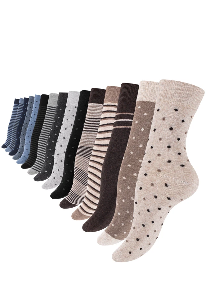 10 oder 20 Paar Damen Mädchen Socken Damensocken Baumwolle Punkte Streifen