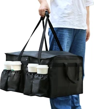 Catering Bag for Doordash, Insulated with Cup Holders