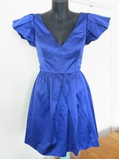 SEDUCE Electric Blue Purple Size 12 Satin Evening Cocktail Formal Dress B48