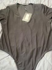 US Womens Long Sleeve Bodysuit Leotard Bodycon Crew Neck Bodysuit Jumpsuits Tops