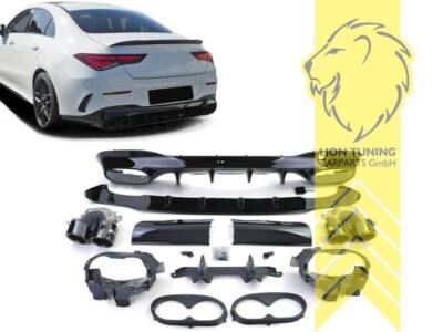 Heckansatz Heckspoiler Diffusor für Mercedes CLA C118 mit Endrohren schwarz