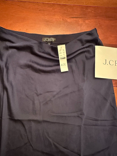 NWT J.CREW navy blue SILK satin FLATTERING SLIP skirt Womens SMALL S - Picture 3 of 8