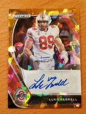 2021 Prizm Draft Auto Gold Ice #293 Luke Farrell Ohio State Rookie TE