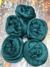 Hunter Green Silk Blend Top Roving Spinning Felting  11 oz Bag