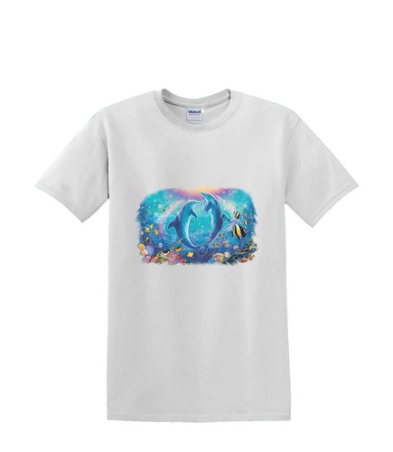 T-shirt small to 3xL DOLPHIN UNDERSEA pas de duex sealife beach nautical fun - Picture 3 of 36