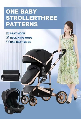 Poussette Portable 3 en 1 pour Bébé, Cadre en Aluminium pour Nouveau-né.Vert - Photo 6/6