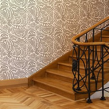 Large Ethnic Wall Stencil Elroy for DIY, Wallpaper Look and easy Home Decor