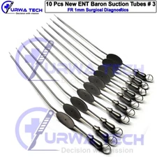 OR Grade Set Of 10 Baron Frazier Suction Tubes 3 FR  1.0mm Neuro ENT