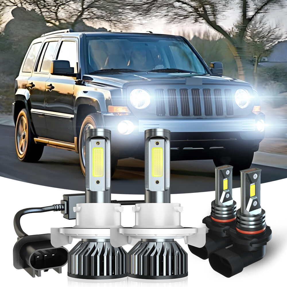 Car LED Headlight Hi/Lo Beam Fog Light Bulbs 4X Combo For Jeep Liberty 2008-2013