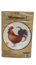 Rooster Counted Cross Stitch 7 In Hoop Kit Wonder Art Needlecraft 1980s 5486