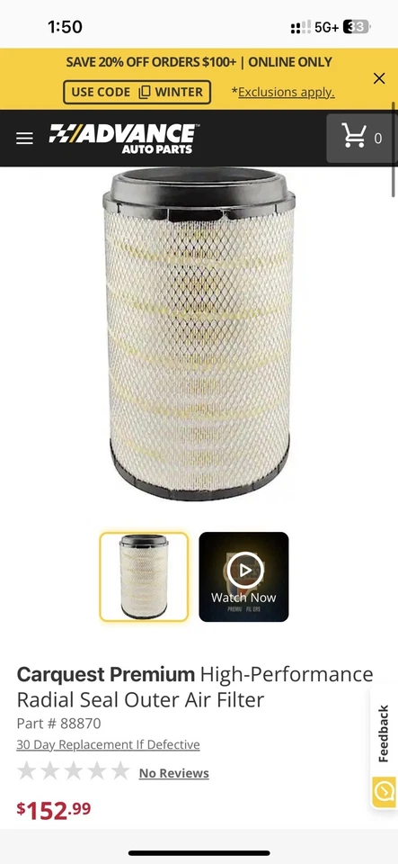 Filtro de aire CARQUEST IC Corporation o camiones International HD 2002-2025 Foto 2 de 4