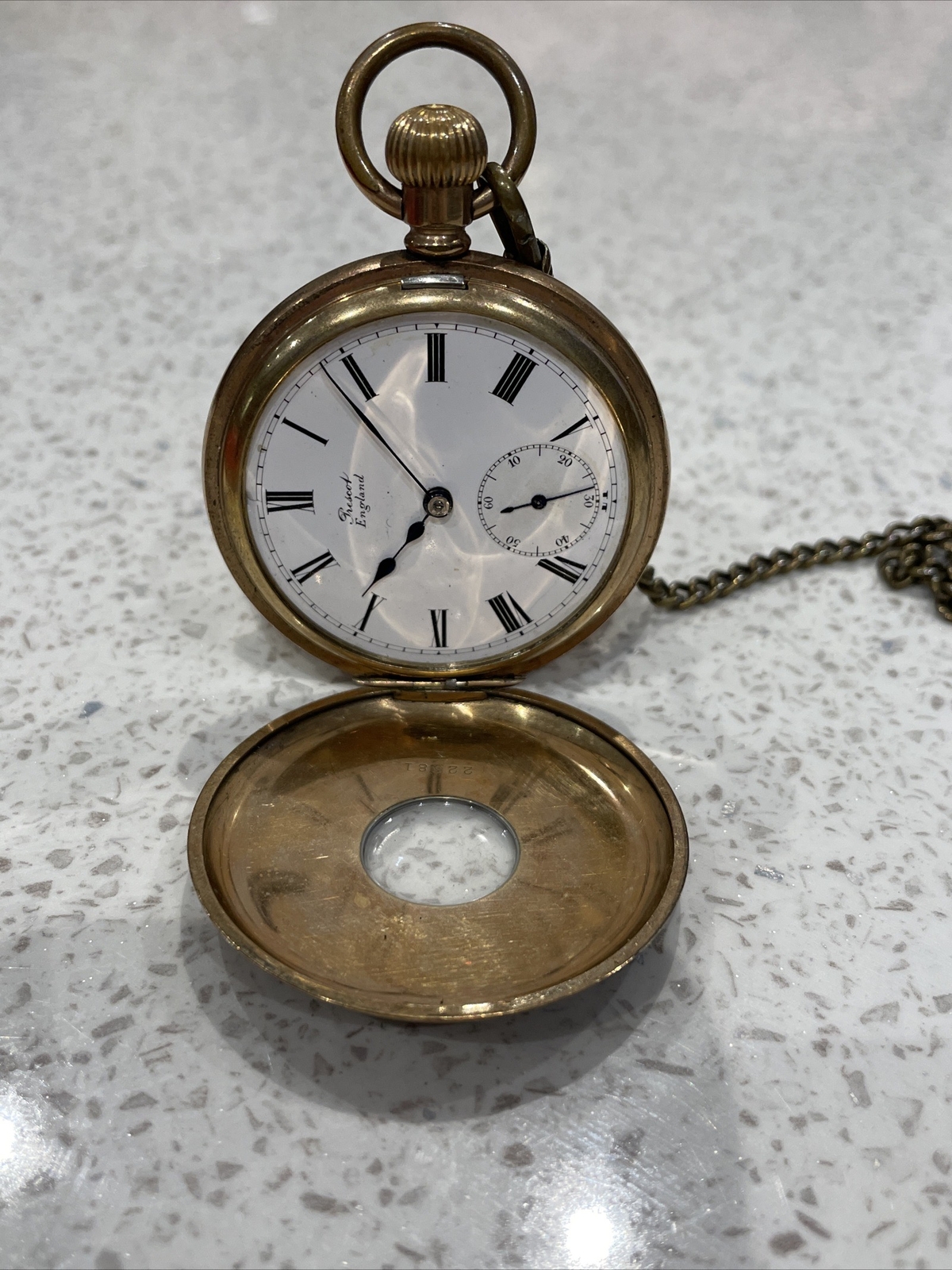 Rare Lancashire Watch Company gold plated half hunter pocket watch