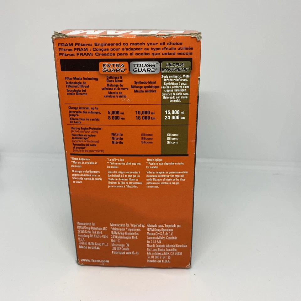 NEW FRAM  05-13 FRAM Ultra Synthetic Spin-On Engine Oil Filter - Image 2 of 2