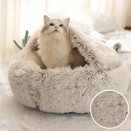 DECASSA Pet Bed Plush Nest Semi-Closed Mattress For Cats Small Dogs - Picture 8 of 28