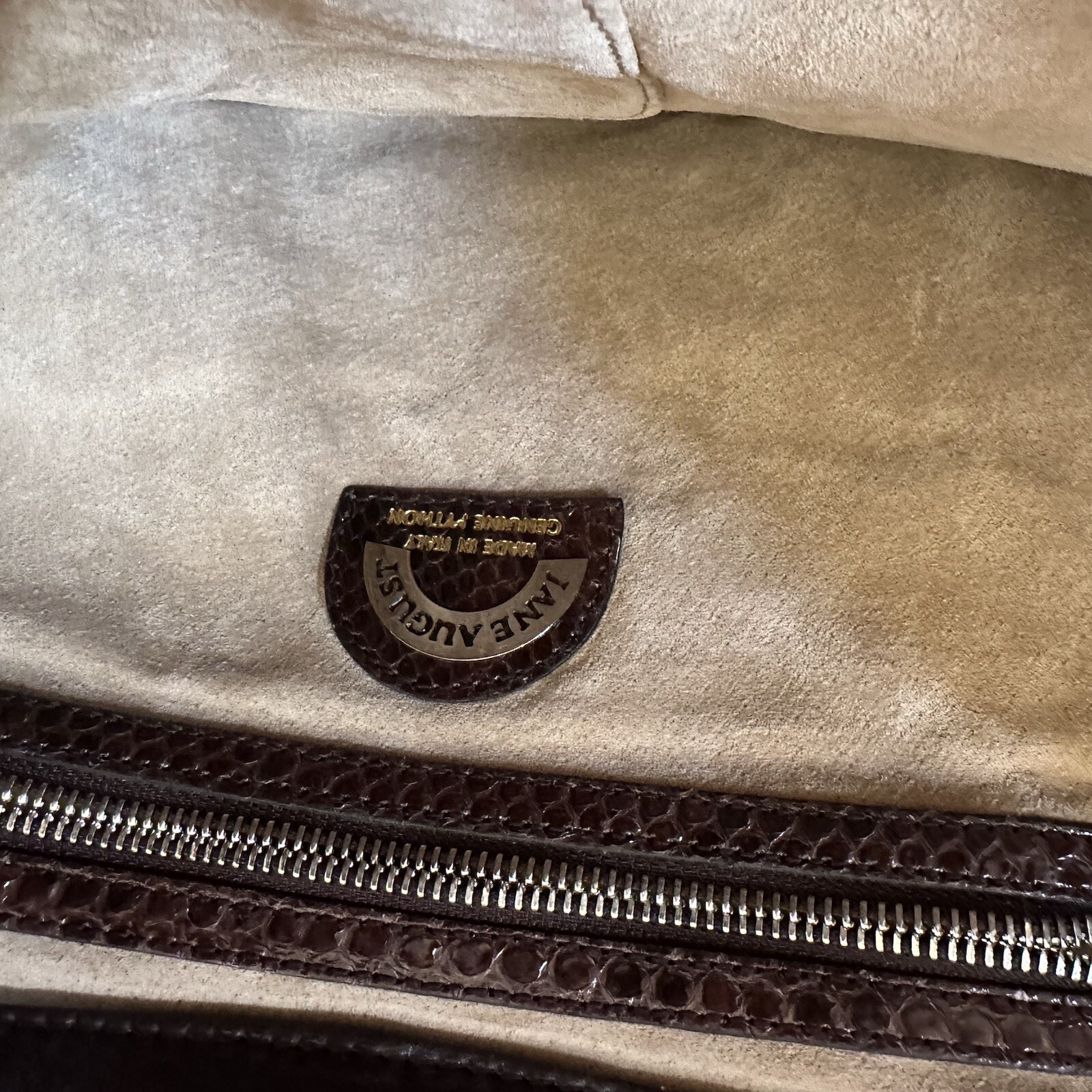 Jane August Genuine Python Purple Satchel Large H… - image 8