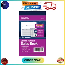 **Adams General Purpose Sales Book, Carbonless, (Pack Of 10) (DC3510)** The book